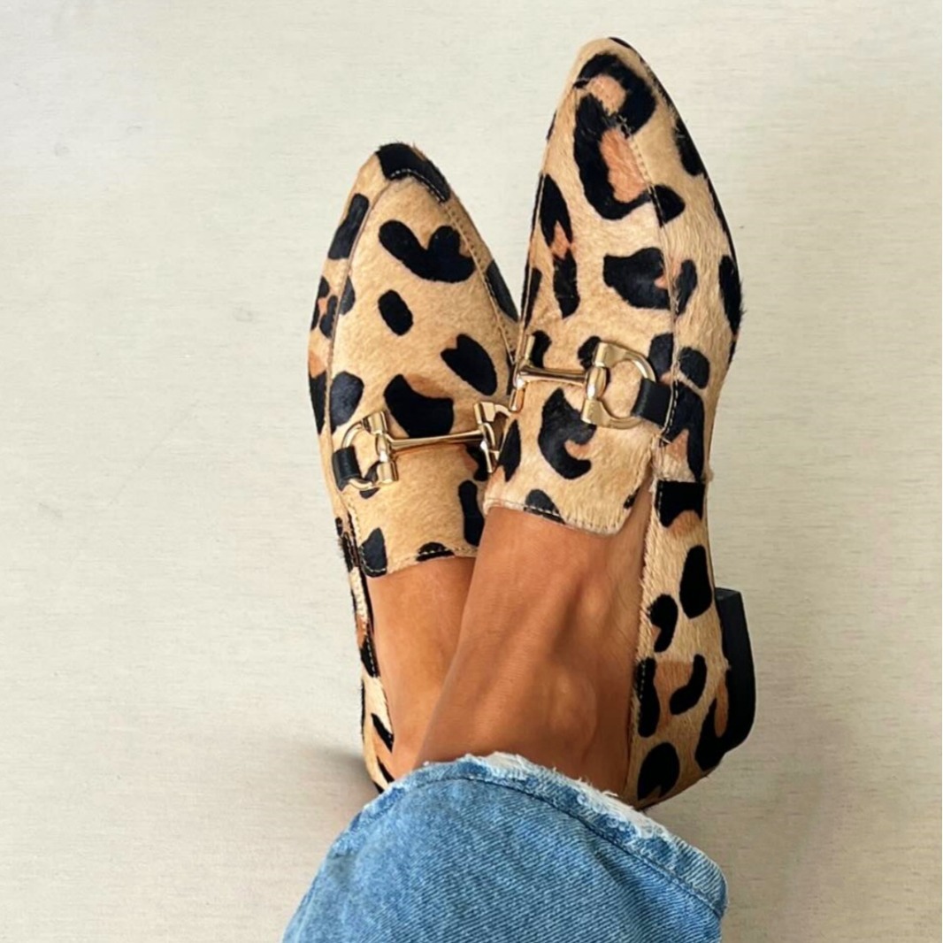 Mule Slip On - Sepatu Wanita Motif Leopard Ukuran Besar