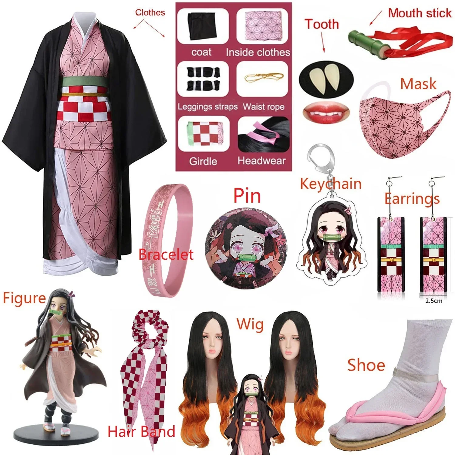 Women Shoes Japan - Kostum Cosplay Anime Kamado Nezuko Dewasa