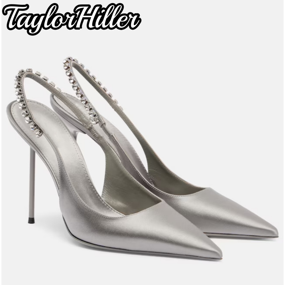 Strappy Heeled Sandals - Sandal Hak Tinggi Mewah Berhias Rhinestone
